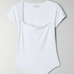 Babaton white contour straight neck bodysuit, size M